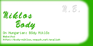 miklos body business card