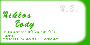 miklos body business card